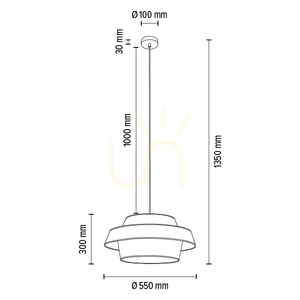 Lampa suspendată Preto Gold, 1xE27, Max. 60 W, metal negru/cablu împletit negru/abat-jour negru și auriu, Ø 55 cm small 4