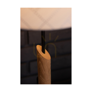 Lampa de masă Punto, 1xE27, Max. 60 W, stejar uleiat/metal negru/cablu împletit negru/abajur cu model multicolor, Ø 27 cm small 2