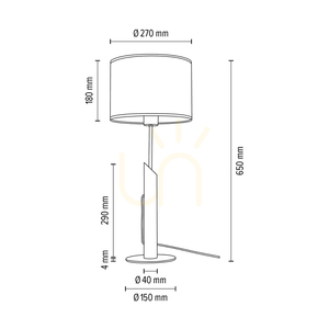 Lampa de masă Punto, 1xE27, Max. 60 W, stejar uleiat/metal negru/cablu împletit negru/abajur cu model multicolor, Ø 27 cm small 3