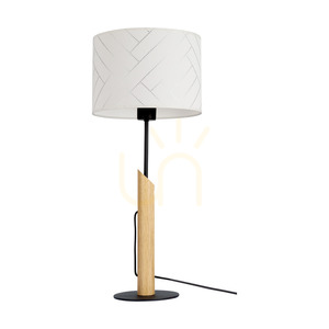 Lampa de masă Punto, 1xE27, Max. 60 W, stejar uleiat/metal negru/cablu împletit negru/abajur cu model multicolor, Ø 27 cm small 0