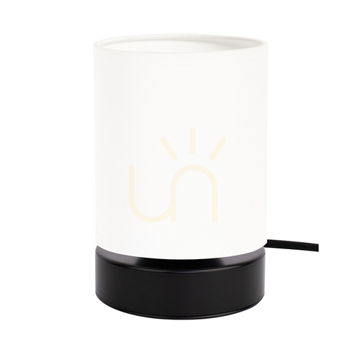 Verifica Lampa de masă Puro 1xE27 Max. 25 W, metal negru / cablu din PVC negru / abajur alb, Ø 13 cm
