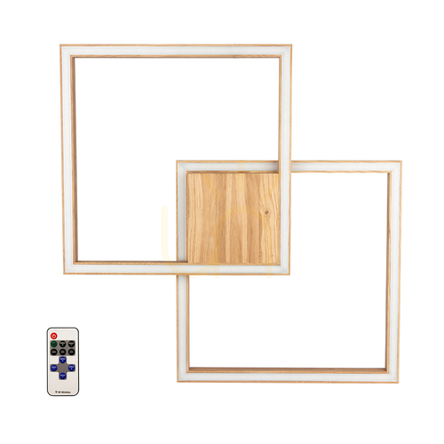 Verifica Lampă de tavan Ramme, 1xLED, 3000K, 48W, stejar uleiat, cu telecomandă, 64 cm