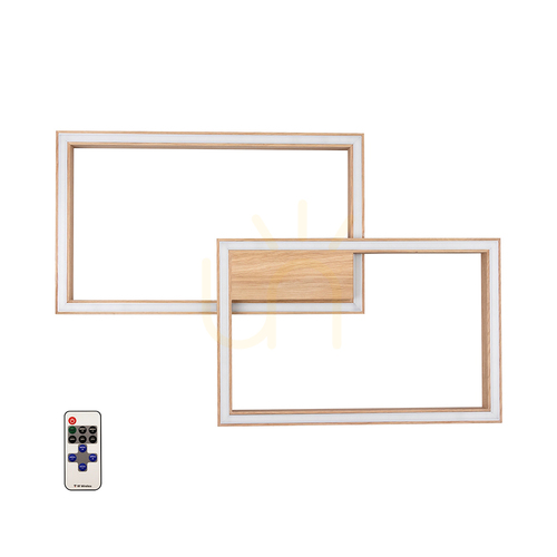 Verifica Lampa de tavan Ramme, 1xLED, 3000K, 48W, stejar uleiat, cu telecomandă, 82 cm