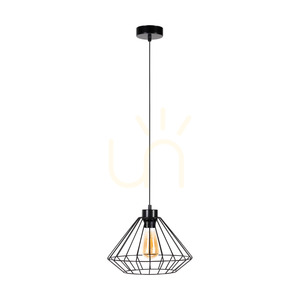 Lampa suspendată Raquelle, 1xE27, Max. 60 W, metal negru/cablu din PVC negru/abat-jour din metal negru, Ø 30 cm small 0