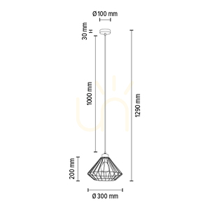 Lampa suspendată Raquelle, 1xE27, Max. 60 W, stejar lustruit cu ulei/metal negru/cablu din PVC negru/abat-jour din metal negru, Ø 30 cm small 4