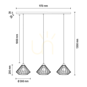 Lampa suspendată Raquelle, 3xE27, Max. 60 W, stejar lustruit cu ulei/metal negru/cablu din PVC negru/abat-jour din metal negru, 117 cm small 4