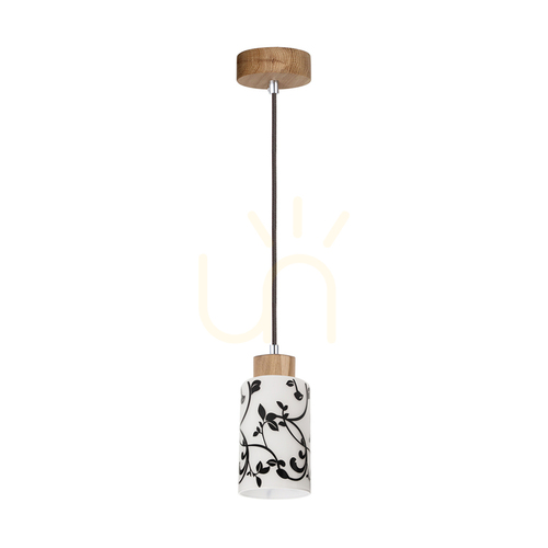 Verifica Lampa suspendată Ravio, 1xE27, Max. 60 W, mesteacăn/negru, cablu din PVC, abajur din sticlă albă și neagră, Ø 10 cm
