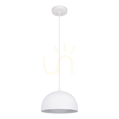 Verifica Lampa suspendată Ray, include 1 bec LED de 3000K și 10W, metal alb/cablu din PVC transparent, Ø25,5 cm