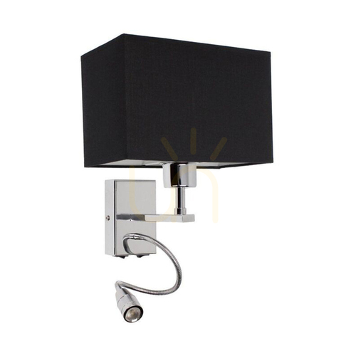 Verifica Aplică de perete Relax 1xE27 Max. 25 W, include 1x LED 4000 K, 2,5 W, metal cromat/negru, abajur de 22,5 cm
