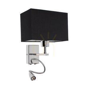 Aplică de perete Relax 1xE27 Max. 25 W, include 1x LED 4000 K, 2,5 W, metal cromat/negru, abajur de 22,5 cm small 0