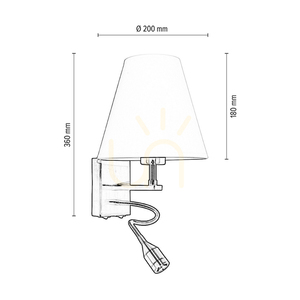Aplică de perete Relax: 1xE27 (Max. 60 W), 1x LED 3000 K 1 W, metal patinat/alb, abajur de 25 cm small 2