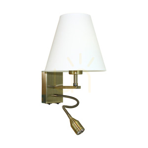 Aplică de perete Relax: 1xE27 (Max. 60 W), 1x LED 3000 K 1 W, metal patinat/alb, abajur de 25 cm small 0