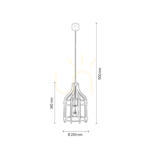 Lampa suspendată Riana, 1xE27, Max. 60 W, metal negru/cablu din PVC negru, Ø 20 cm small 2