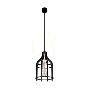 Lampa suspendată Riana, 1xE27, Max. 60 W, metal negru/cablu din PVC negru, Ø 20 cm small 0