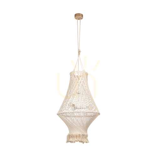 Verifica Reve 3xE27 Max. Lampă suspendată cu LED de 15 W, stejar uleiat/natur, cablu împletit/șnur de bumbac împletit de culoare crem, Ø 50 cm