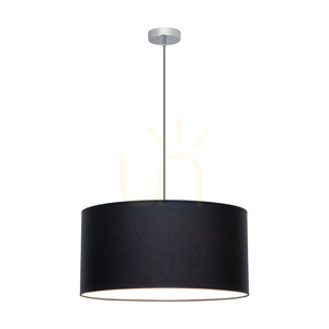 Lampa suspendată Rima, 1xE27, Max. 60 W, metal cromat/cablu împletit antracit/abat-jour negru, Ø 50 cm small 1