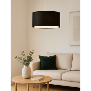 Lampa suspendată Rima, 1xE27, Max. 60 W, metal cromat/cablu împletit antracit/abat-jour negru, Ø 50 cm small 2