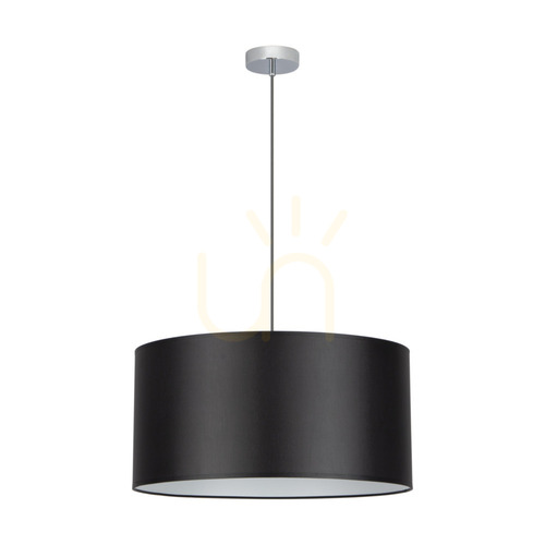 Verifica Lampa suspendată Rima, 1xE27, Max. 60 W, metal cromat/cablu împletit antracit/abat-jour negru, Ø 50 cm