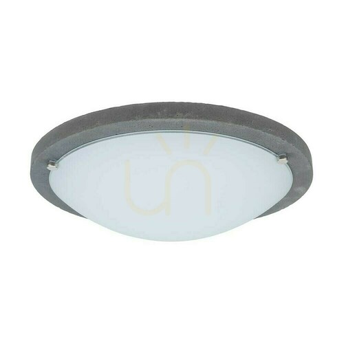 Verifica Lampă de tavan Rocky, 1xLED, 2700K, 18W, gri beton/abat-jour din sticlă albă, Ø45 cm