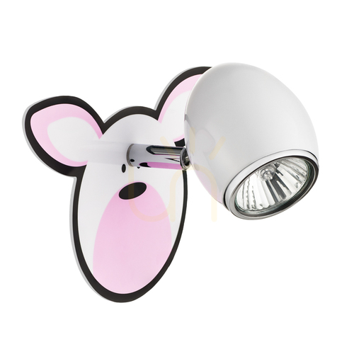 Verifica Aplică de perete Rubby, 1xGU10, Max. 50 W, metal alb/cromat cu motiv de iepure, 20 cm