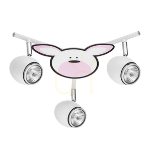 Lampa de tavan Rubby, 3xGU10, Max. 50 W, metal alb/cromat cu motiv de iepure, Ø 40 cm small 0