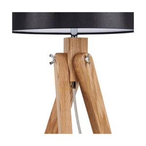 Lampa de masă Rune, 1xE27, Max. 40 W, stejar uleiat / cablu din PVC transparent / abajur negru, Ø 30 cm small 1