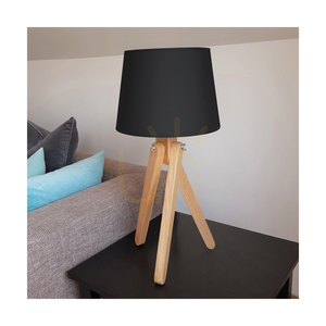Lampa de masă Rune, 1xE27, Max. 40 W, stejar uleiat / cablu din PVC transparent / abajur negru, Ø 30 cm small 2