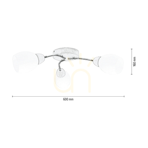 Lampa de tavan „Moș Crăciun”, 3xE27, Max. 60 W, mesteacăn/metal cromat/abat-jour din sticlă albă, Ø 60 cm small 2
