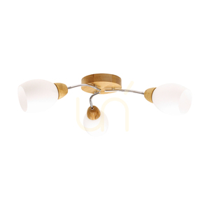 Lampa de tavan „Moș Crăciun”, 3xE27, Max. 60 W, mesteacăn/metal cromat/abat-jour din sticlă albă, Ø 60 cm small 0