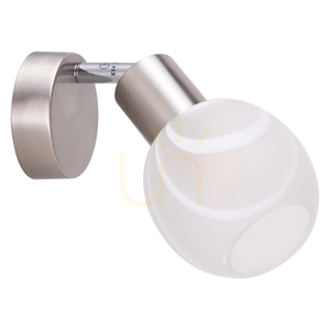 Aplică de perete Sara 1xE14 Max. 40 W, metal satinat/abat-jour din sticlă albă, 22 cm small 0