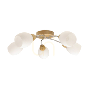 Lampa de tavan „Moș Crăciun”, 5xE27, Max. 60 W, mesteacăn/metal cromat/abat-jour din sticlă albă, Ø 70 cm small 0