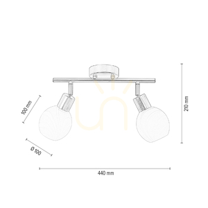 Lampa de tavan Sara, 2xE14, Max. 40 W, metal satinat/alb, abajur din sticlă, 44 cm small 4