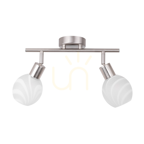 Verifica Lampa de tavan Sara, 2xE14, Max. 40 W, metal satinat/alb, abajur din sticlă, 44 cm