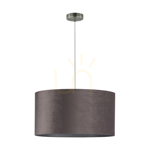 Verifica Lampa suspendată Scarlett, 1xE27, Max. 60 W, metal satinat / cablu din PVC transparent / abajur gri, Ø 50 cm