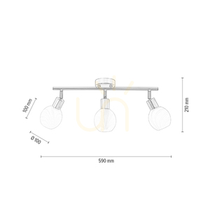 Lampa de tavan Sara, 3xE14, Max. 40 W, metal satinat/alb, abajur din sticlă, 59 cm small 4