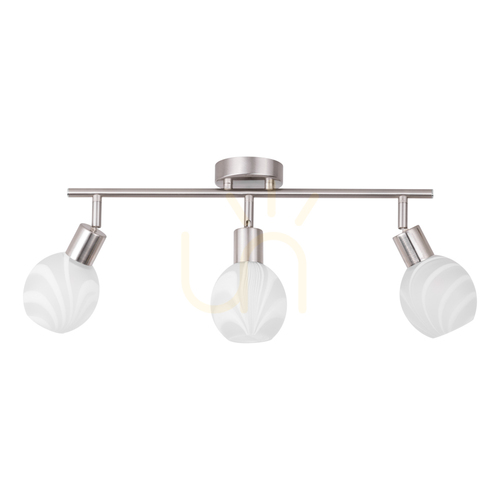 Verifica Lampa de tavan Sara, 3xE14, Max. 40 W, metal satinat/alb, abajur din sticlă, 59 cm