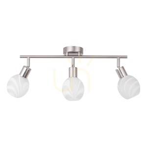 Lampa de tavan Sara, 3xE14, Max. 40 W, metal satinat/alb, abajur din sticlă, 59 cm small 0