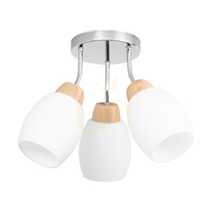 Lampa de tavan Skaja, 3xE27, Max. 40 W, stejar uleiat/metal cromat/abat-jour din sticlă albă, Ø 38 cm small 0