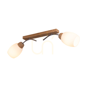 Lampa de tavan Skaja, 2xE27, Max. 40 W, stejar lustruit cu ulei/metal cromat/abat-jour din sticlă albă, 76 cm small 3