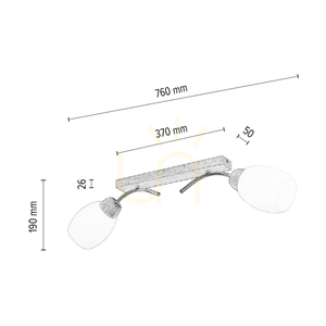 Lampa de tavan Skaja, 2xE27, Max. 40 W, stejar lustruit cu ulei/metal cromat/abat-jour din sticlă albă, 76 cm small 5