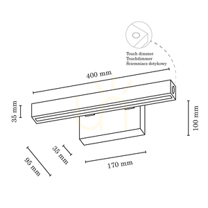 Aplică mică de perete, 1xLED, 3000K, 5,3 W, lemn de fag și nuc, cu variator tactil, 40 cm small 2