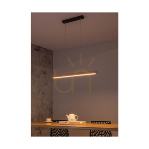 Lampă suspendată Smal Single cu 2 LED-uri, 3000K, 28,5 W, din lemn de mesteacăn/metal negru/cablu din PVC transparent, cu variator tactil, 100 cm small 3