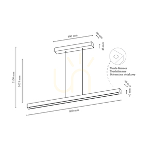 Lampă suspendată Smal 2xLED 3000K 22,5 W, din lemn de fag și nuc / cablu din PVC transparent cu variator tactil, 80 cm small 4