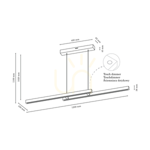 Lampă suspendată Smal Double 2xLED 3000K 22,5 W, mesteacăn/cablu din PVC transparent, cu variator tactil, 120 cm small 4