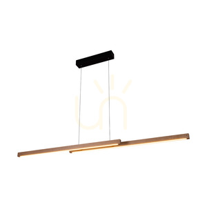Lampă suspendată Smal Double cu 2 LED-uri, 3000K, 28,5 W, din lemn de mesteacăn/metal negru/cablu din PVC transparent, cu variator tactil, 150 cm small 1