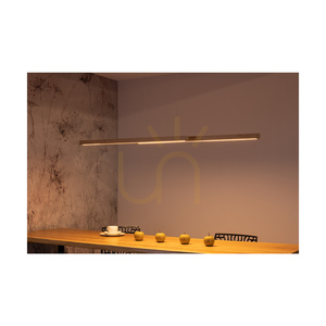 Lampă suspendată Smal Double cu 2 LED-uri, 3000K, 28,5 W, din lemn de mesteacăn/metal negru/cablu din PVC transparent, cu variator tactil, 150 cm small 3