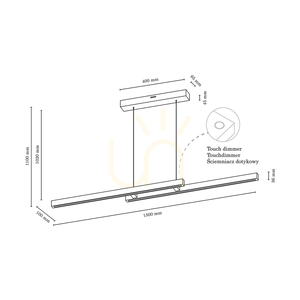 Lampă suspendată Smal Double cu 2 LED-uri, 3000K, 28,5 W, din lemn de mesteacăn/metal negru/cablu din PVC transparent, cu variator tactil, 150 cm small 4