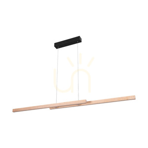 Lampă suspendată Smal Double cu 2 LED-uri, 3000K, 28,5 W, din lemn de mesteacăn/metal negru/cablu din PVC transparent, cu variator tactil, 150 cm small 0