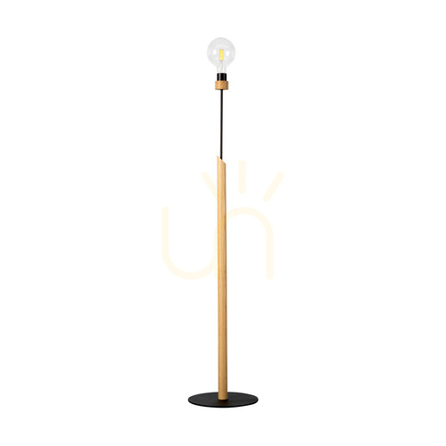 Verifica Lampa de podea Solange, 1xE27, Max. 60 W, stejar uleiat/metal negru/cablu împletit negru, Ø 30 cm