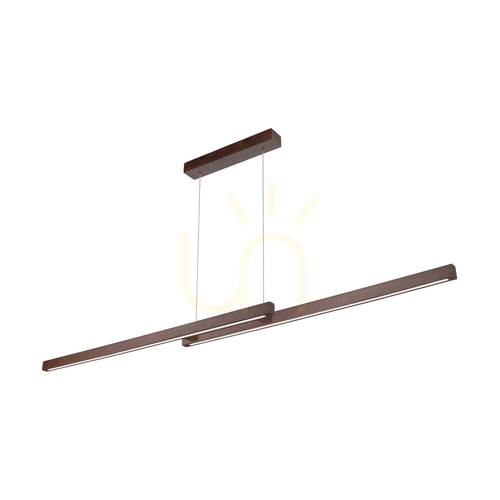 Verifica Lampă suspendată Smal Double cu 2 LED-uri, 3000K, 22,5 W, din lemn de fag și nuc, cu variator tactil, 120 cm